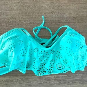 Aqua blue swim top tie back and top